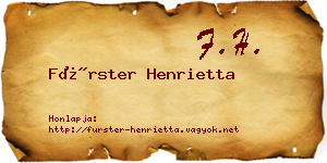 Fürster Henrietta névjegykártya